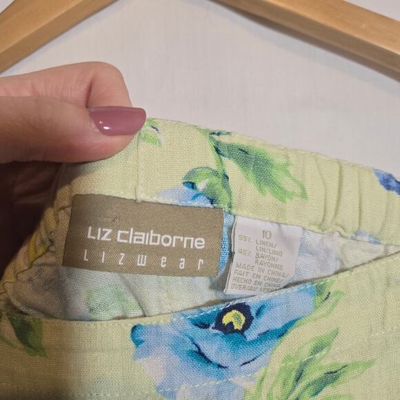 Vtg Liz Claiborne Liz/Wear Linen Rayon Spring Floral Midi Skirt Flower 90s 10 - Picture 4 of 7
